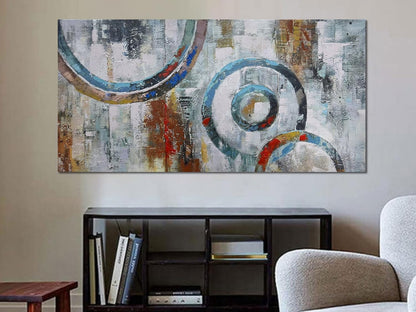 Arjun Abstract Wall Art Geometric Canvas Circle Block Painting Modern Grey Brown Picture Simple