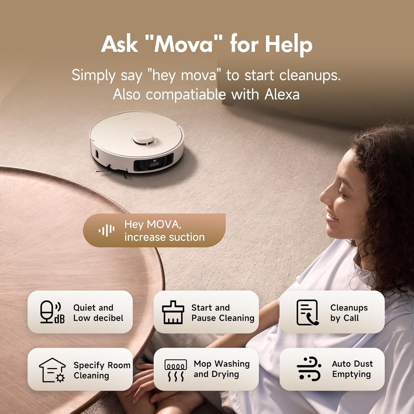 Mova P10 Pro Ultra Robot Vacuum and Mop 13,000Pa Suction, 140°F Hot Water Auto Mop Washing &