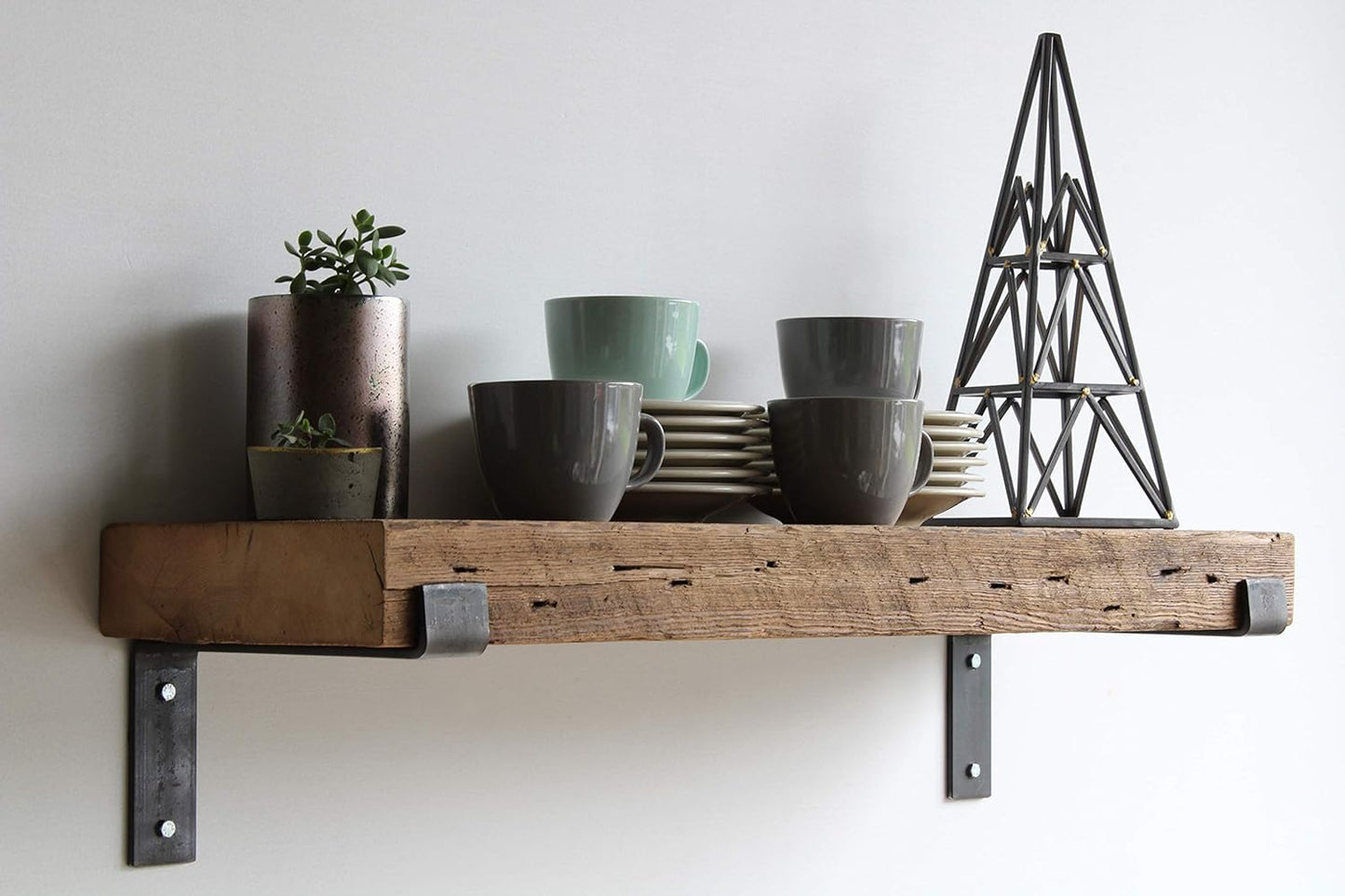 Urban Legacy Reclaimed Barn Beam Deep Shelves | Deep Shelves with Brackets Included, Set of 2 |