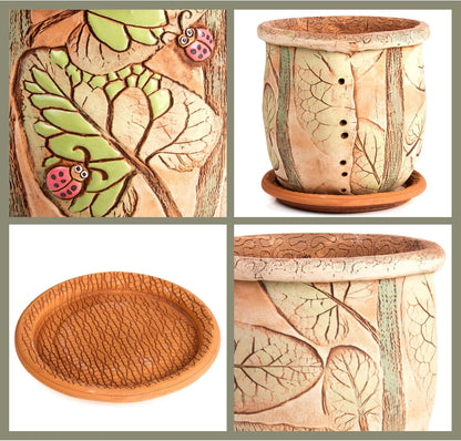 Ceramic Pot with Drainage Hole and Saucer, Plant Pots, Modern Decorative Planters for House Plants