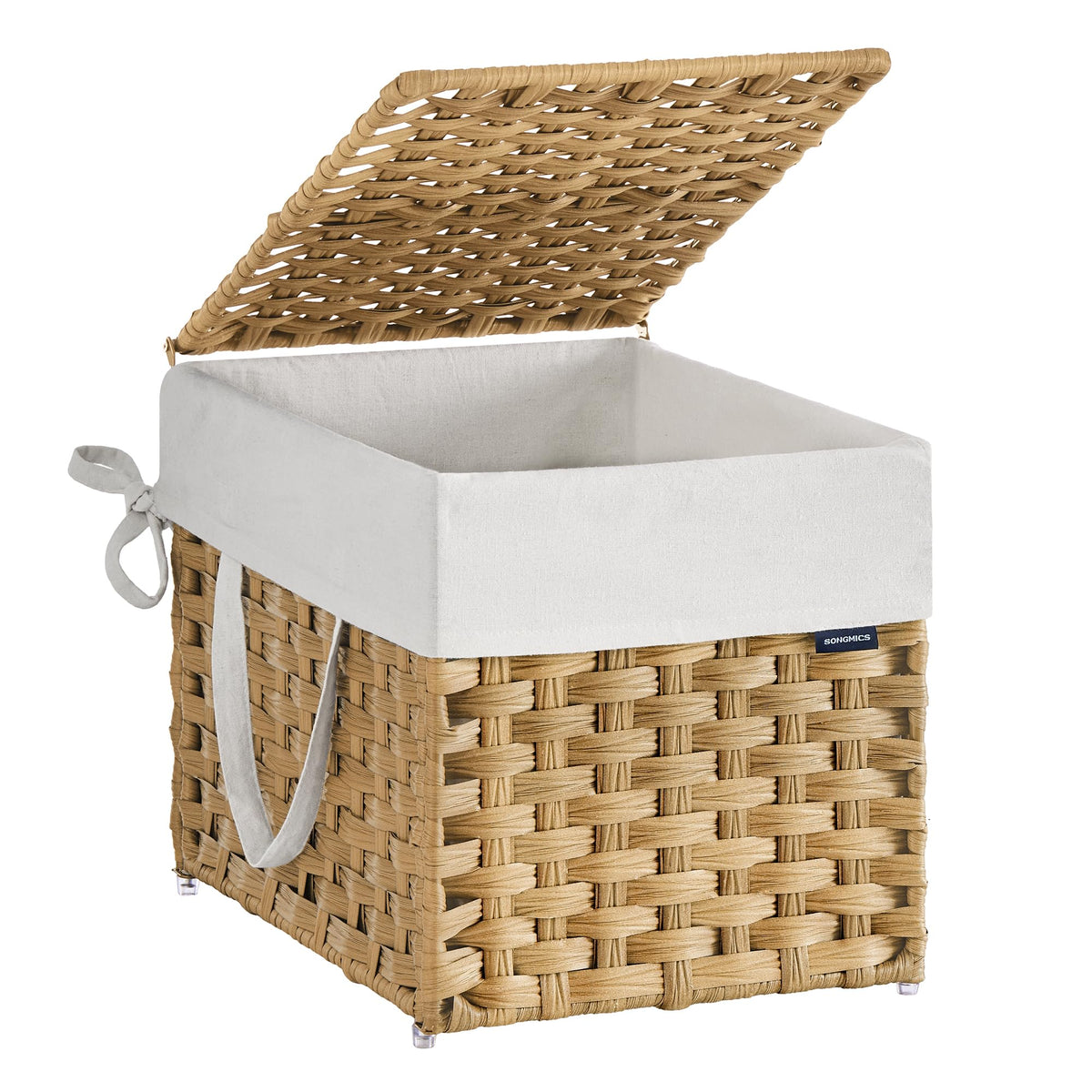 SONGMICS Laundry Hamper with Lid, 9.5 Gallon (36 L) Synthetic Rattan Clothes Laundry Basket with