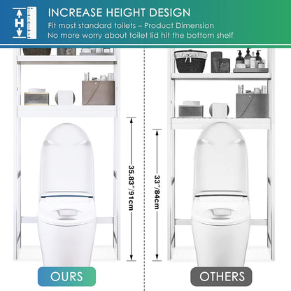 SMIBUY Bathroom Storage Shelf, Bamboo Over-The-Toilet Organizer Rack, Freestanding Toilet Space
