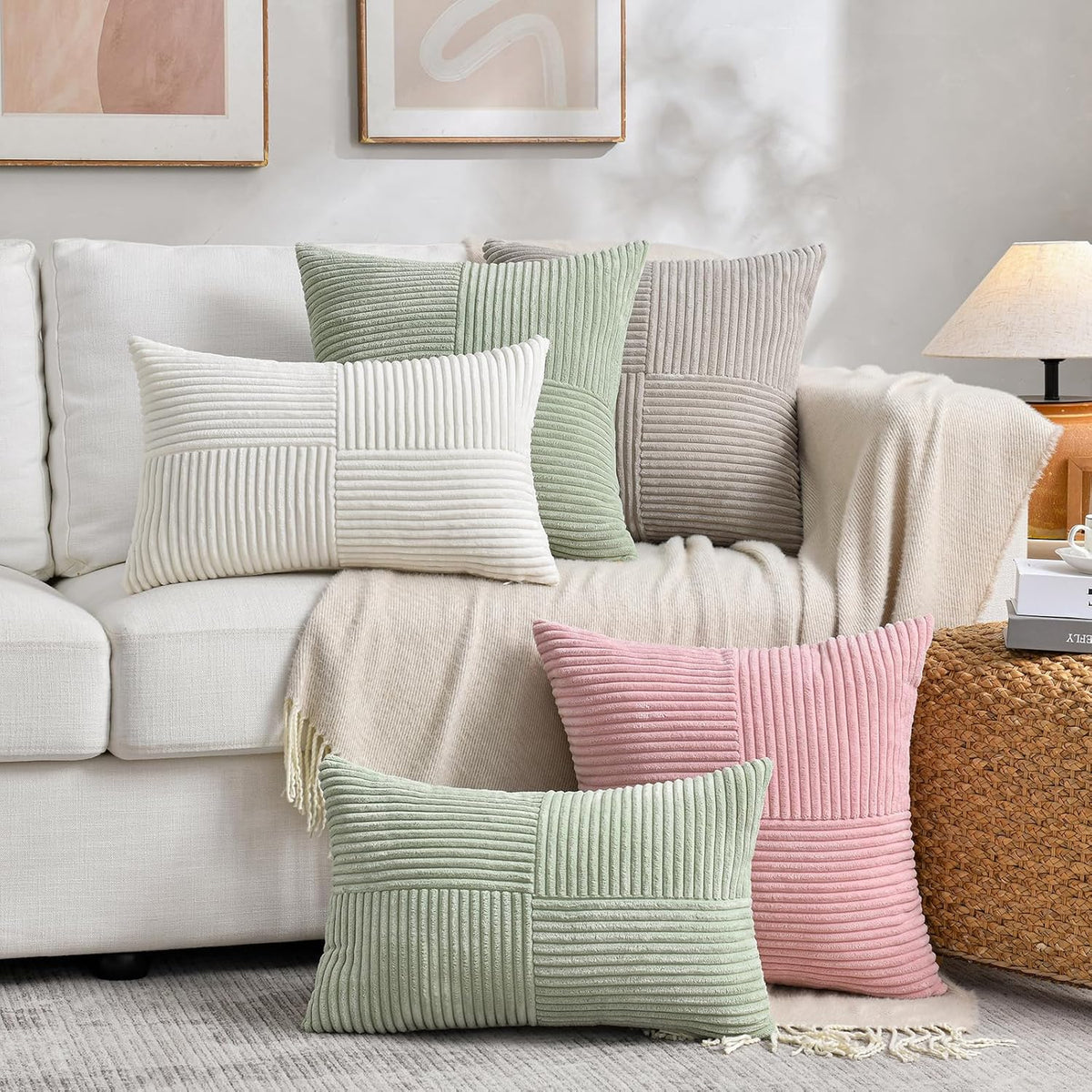 Fancy Homi 2 Packs Blush Pink Euro Decorative Throw Pillow Covers 28x28 Inch for Couch Bed Sofa