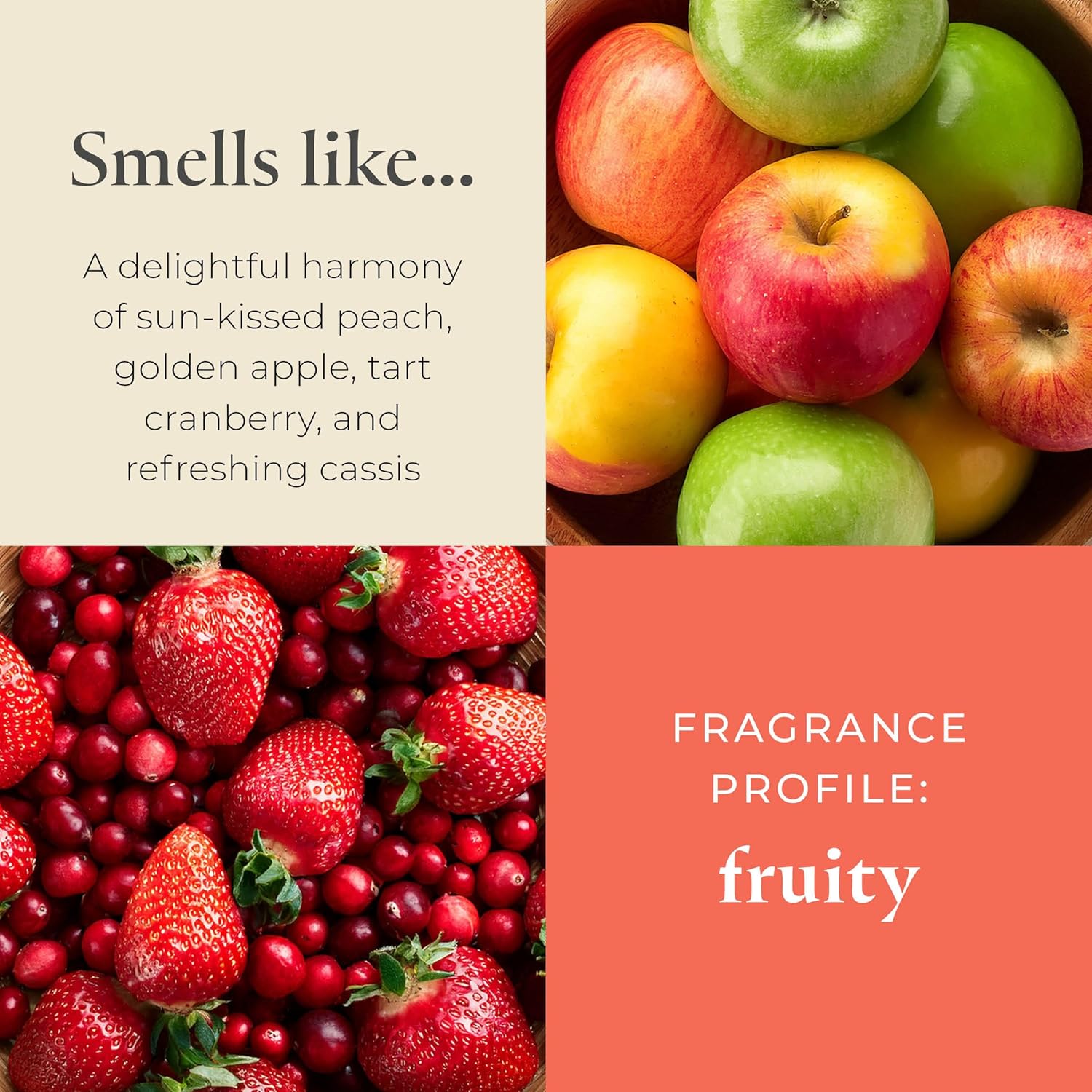 PartyLite Iced Snowberries Scented, Notes of Apple, Cassis, Cranberry, Peach, Strawberry, Berry