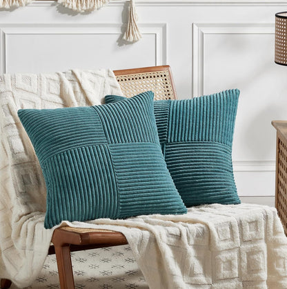 Fancy Homi 2 Packs Teal Decorative Throw Pillow Covers 18x18 Inch for Living Room Couch Bed Sofa