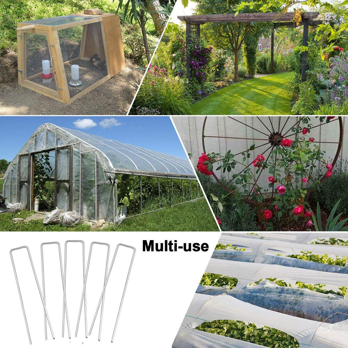 Petgrow 6 Inch Garden Stakes Galvanized Landscape Staples,U-Type Turf Staples for Artificial Grass