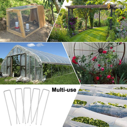 Petgrow 6 Inch Garden Stakes Galvanized Landscape Staples,U-Type Turf Staples for Artificial Grass