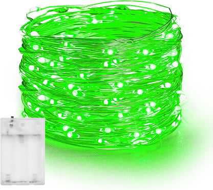 Dazzle Bright Fairy Lights Battery Operated, 20 FT 60 LED Silver Wire St. Patrick's Day Waterproof