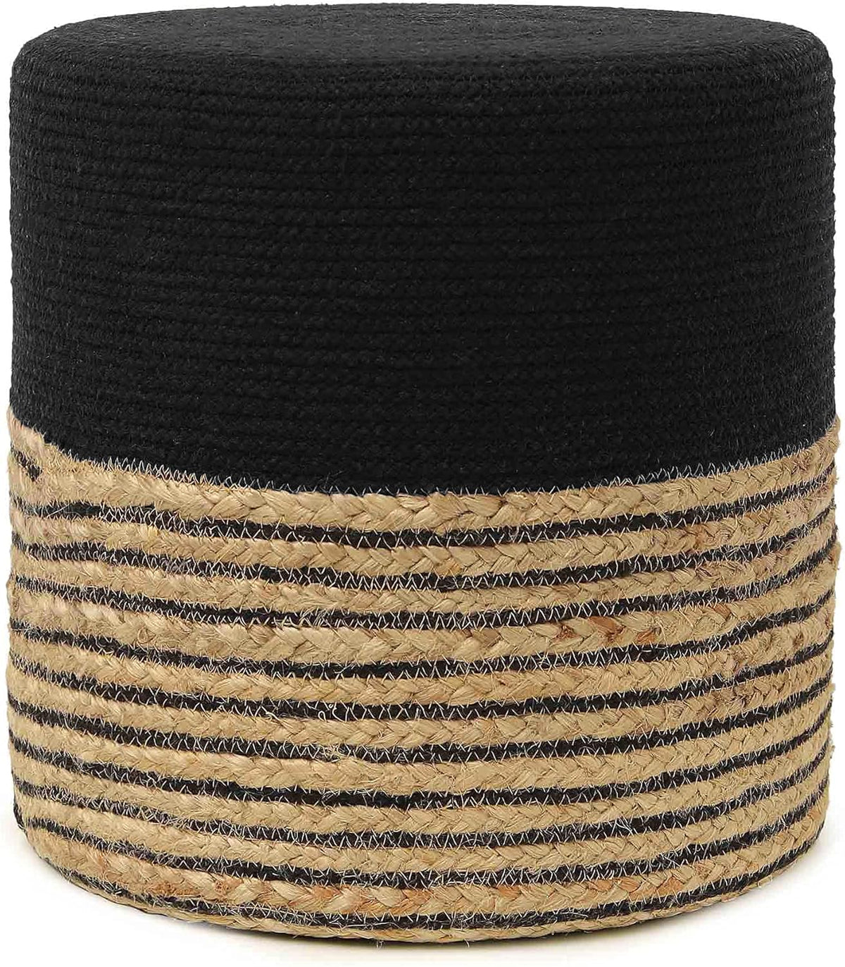 REDEARTH · Cylindrical Pouf Ottoman - Braided Pouffe Accent Sitting Round Footrest for Living Room
