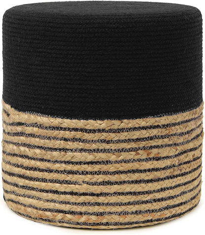 REDEARTH · Cylindrical Pouf Ottoman - Braided Pouffe Accent Sitting Round Footrest for Living Room
