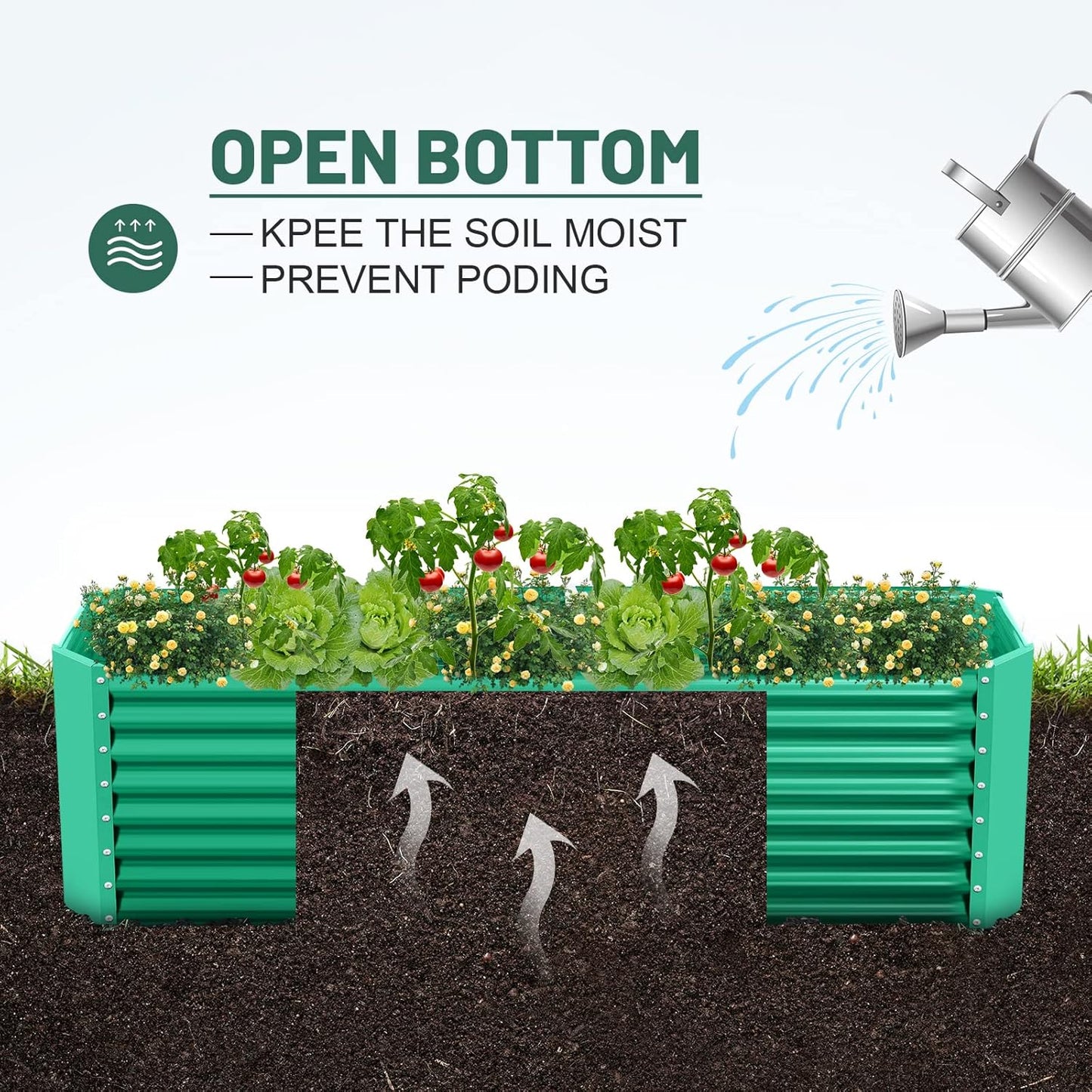 Land Guard 6×3×2 ft Galvanized Metal Raised Garden Bed, 2FT Deep Root Elevated Planter Box Steel