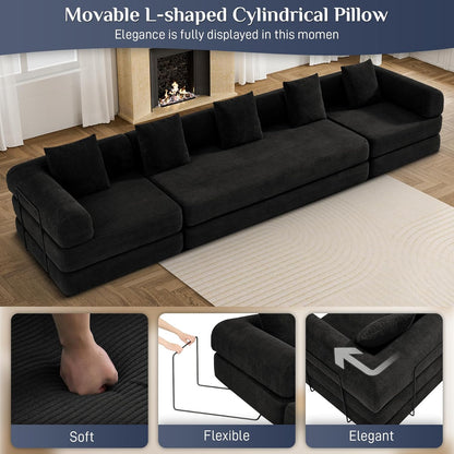 Modular Sectional Loveseat Sofa Cloud Boneless Couch, Modern Sleeper Sofa for Customizable Living
