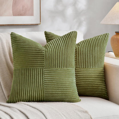 Fancy Homi 2 Packs Moss Green Euro Decorative Throw Pillow Covers 26x26 Inch for Bedroom Couch Bed