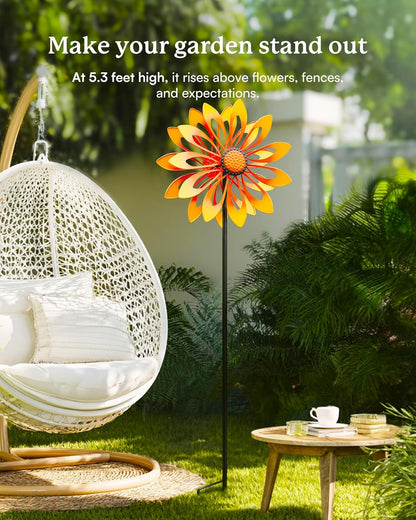 Floral Yard Garden Wind Spinners - Kinetic Outdoor Metal Wind Spinners, Lawn Yard Garden Decor