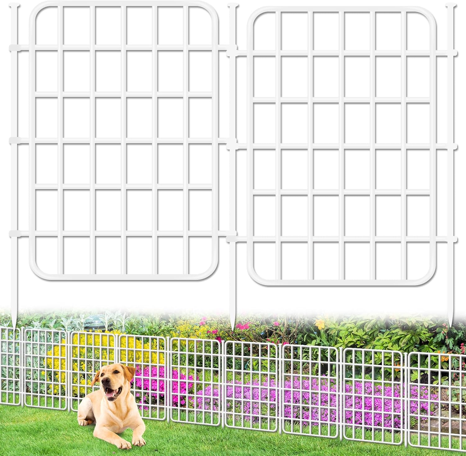 30ft x 17in Garden Fence Animal Barrier, 28 Panels No Dig Fence Border, Rustproof Metal Decorative