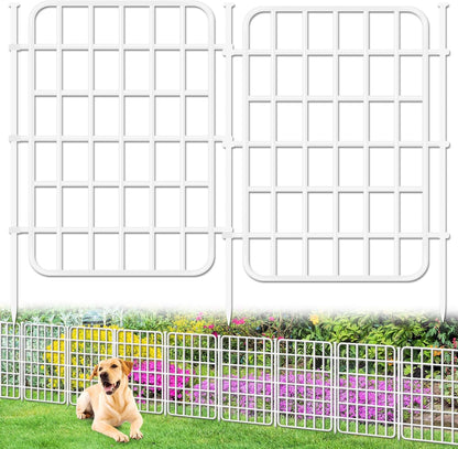 30ft x 17in Garden Fence Animal Barrier, 28 Panels No Dig Fence Border, Rustproof Metal Decorative