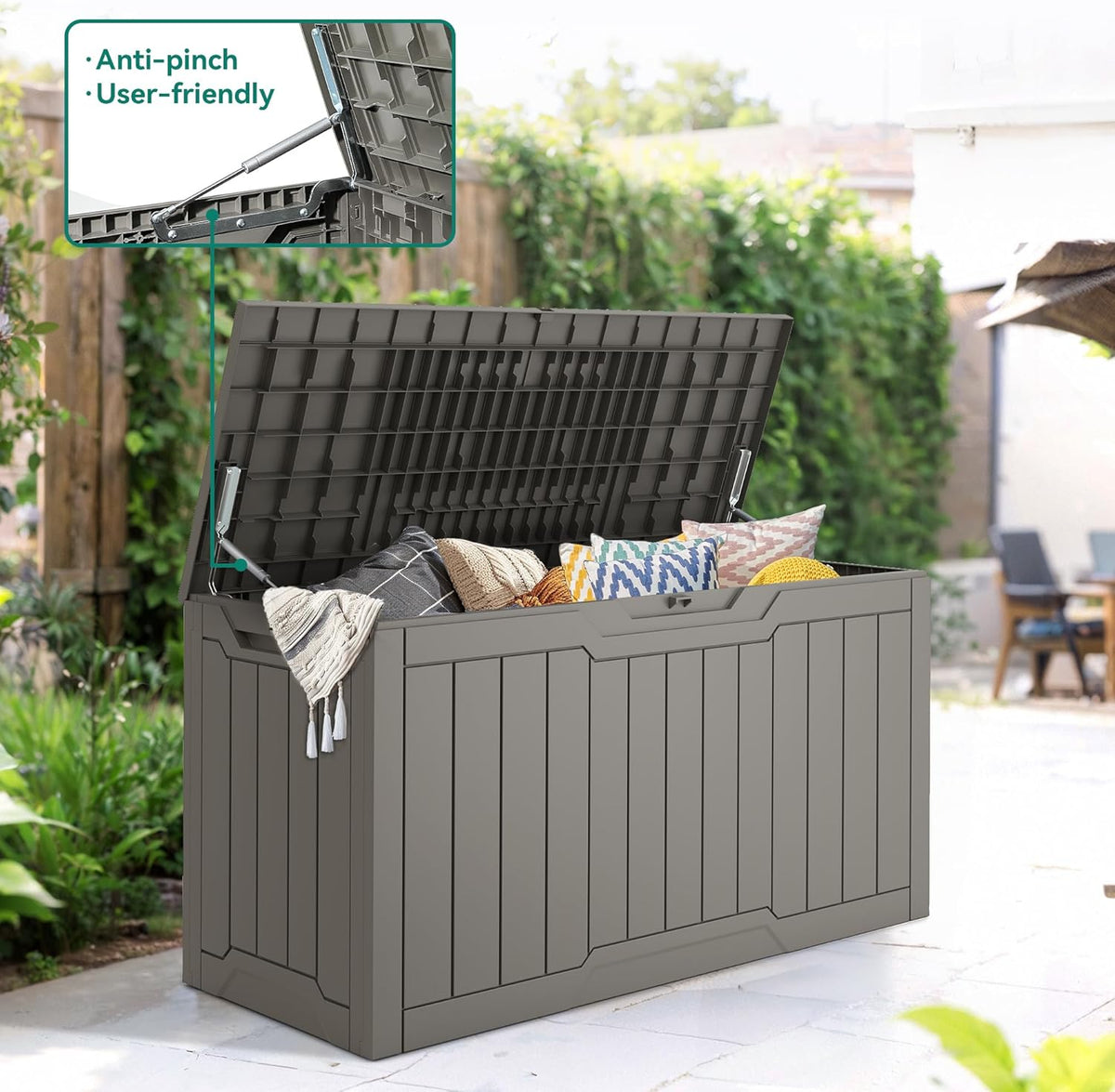 YITAHOME 80 Gallon Resin Deck Box, Outdoor Lockable Storage Box for Patio Furniture, Waterproof