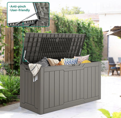 YITAHOME 80 Gallon Resin Deck Box, Outdoor Lockable Storage Box for Patio Furniture, Waterproof