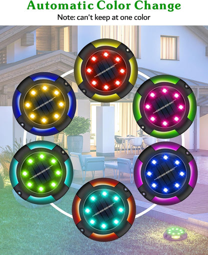 Biling Solar Pathway Lights - 8 Pack Multi Color Outdoor Uplight Sidelight Ground Lights for Yard