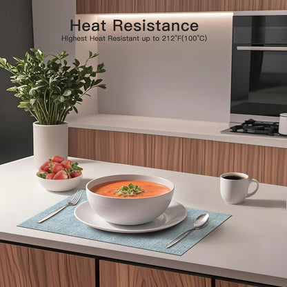 DOLOPL Placemats Set of 4, Reversible Wipeable & Heat Resistant Place Mats, Modern Faux Leather