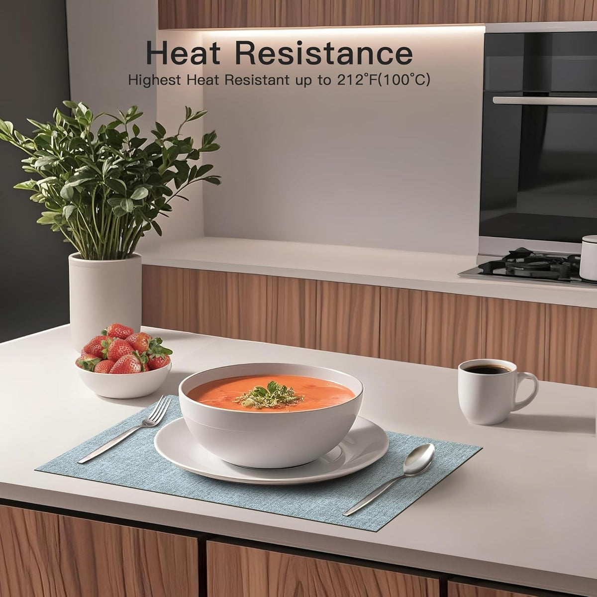 DOLOPL Placemats Set of 8, Reversible Wipeable & Heat Resistant Place Mats, Modern Faux Leather