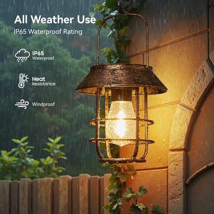 Solar Lanterns Outdoor Waterproof, High Brightness Hanging Solar Lights for Outside with Wall