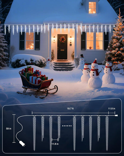 Minetom Christmas Icicle Lights - 2 Pack Total 200 LED 40 Tubes Twinkling Crystal Icicle String
