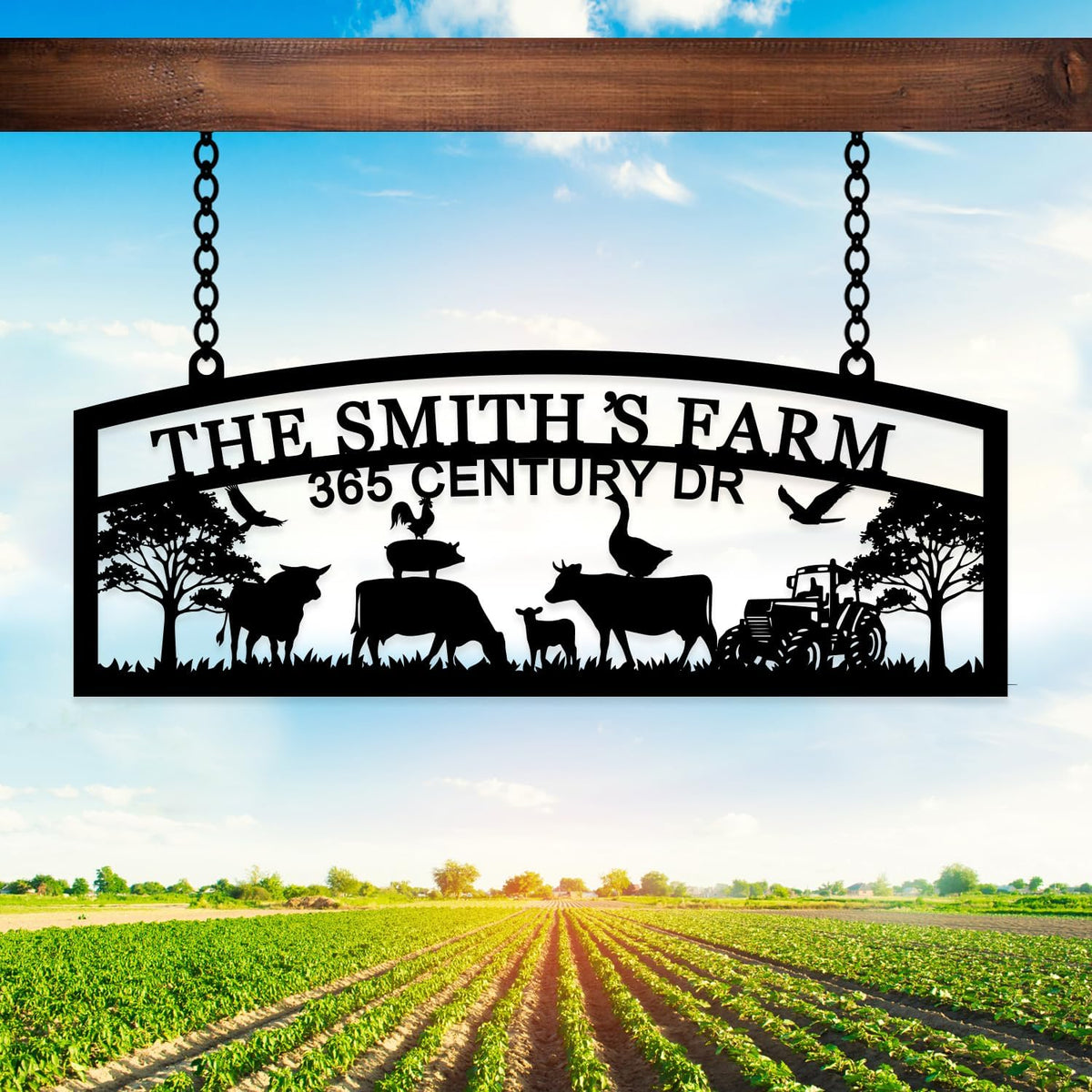 Personalized Hanging Metal Farm Sign, Last Name for Farm, Farmhouse Wall Decor, Large Outdoor