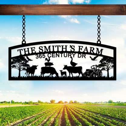 Personalized Hanging Metal Farm Sign, Last Name for Farm, Farmhouse Wall Decor, Large Outdoor
