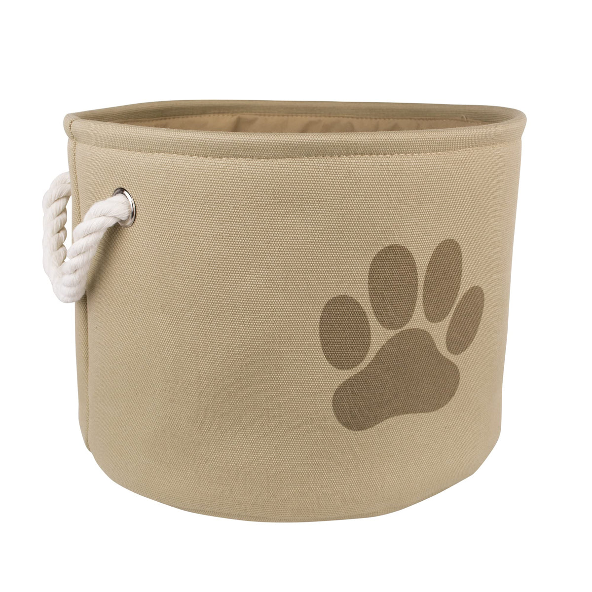 Bone Dry Pet Storage Collection Collapsible Bin, Small Round, Taupe