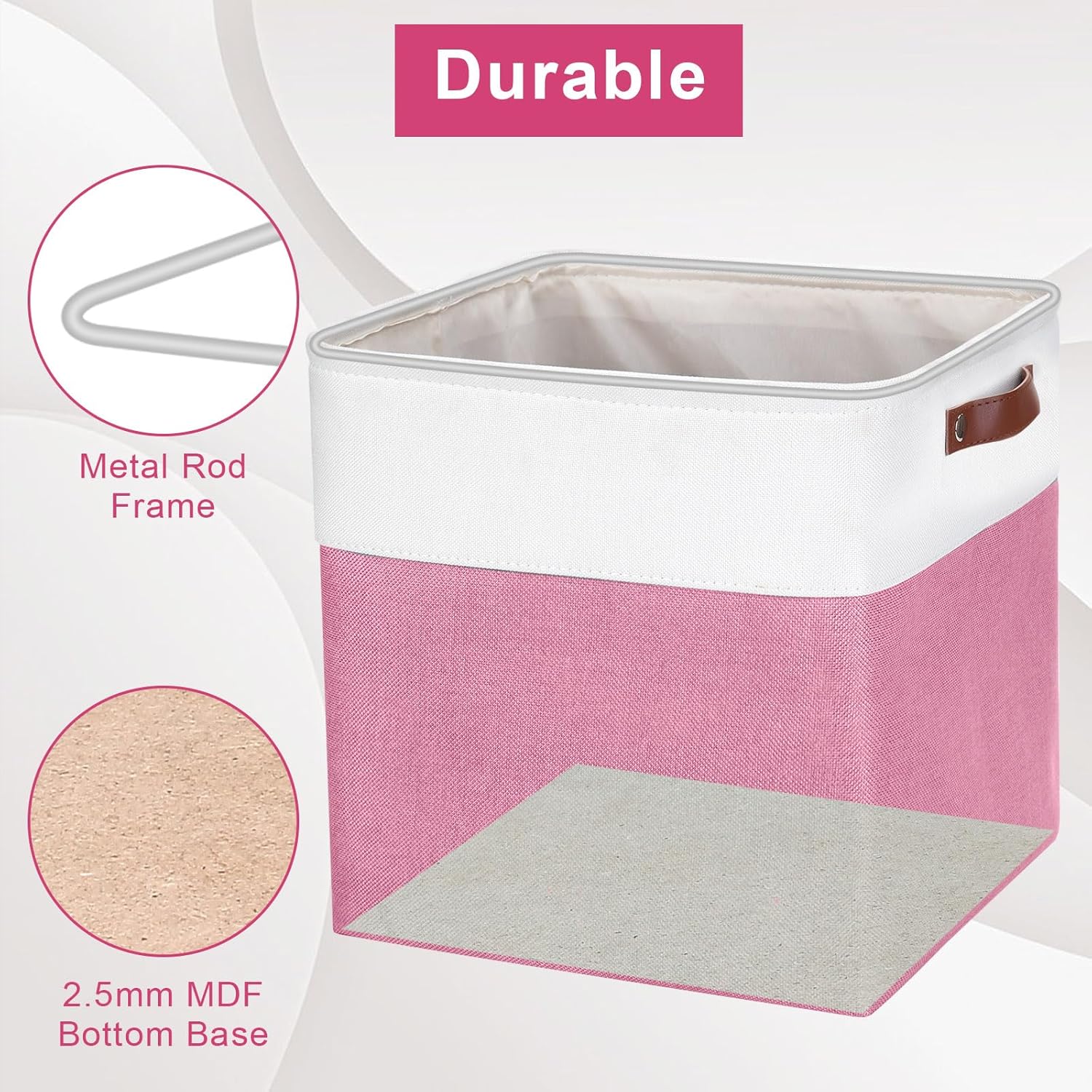 13x13 Cube Storage Bins, Collapsible Fabric Storage Box, 4 Pack Closet Baskets with Handles for