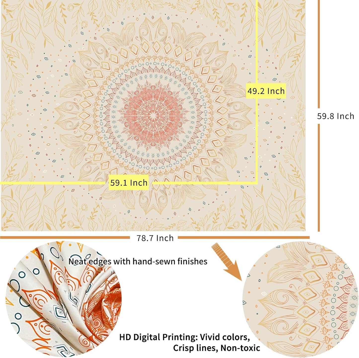 Damanse Floral Tapestry Wall Hanging Cute,Boho Wall Tapestry for Bedroom Aesthetic,Mandala Living