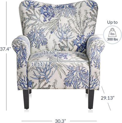 BELLEZE Modern Accent Chair for Living Room, High Back Linen Armchair with Wooden Legs, Upholstered