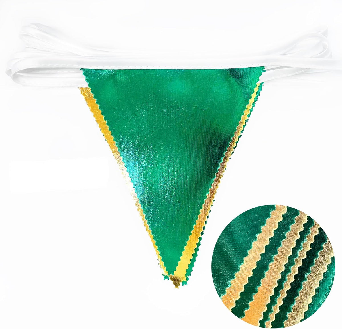 Green Gold Party Decorations Metallic Fabric Triangle Pennant Banner Flag Bunting Garland for