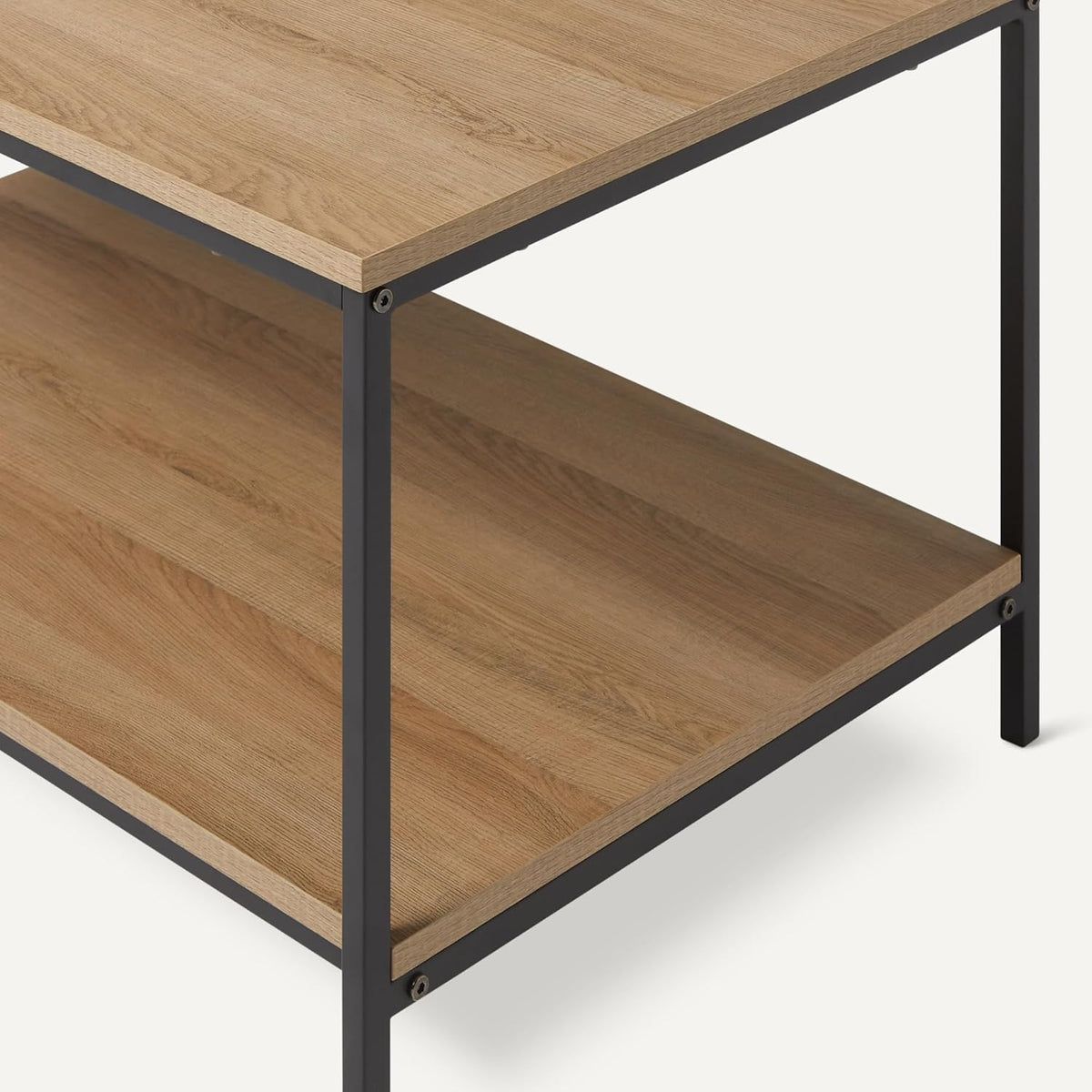 Amazon Basics Rectangular Coffee Table with Bottom Shelf, Living Room Center Table, Wooden, 19.9" D