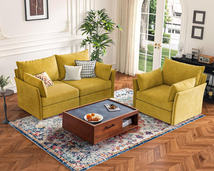136.4" Oversized Modular Sectional Sofa, U Shaped Convertible Couch with Movable Ottoman, Large 7