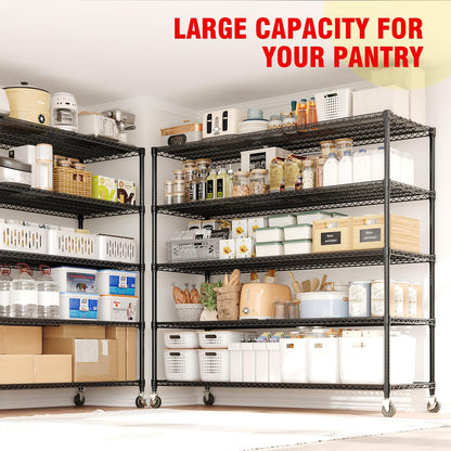 Garvee 5-Tier Storage Shelves Metal Shelving Units with Wheels for Garage
