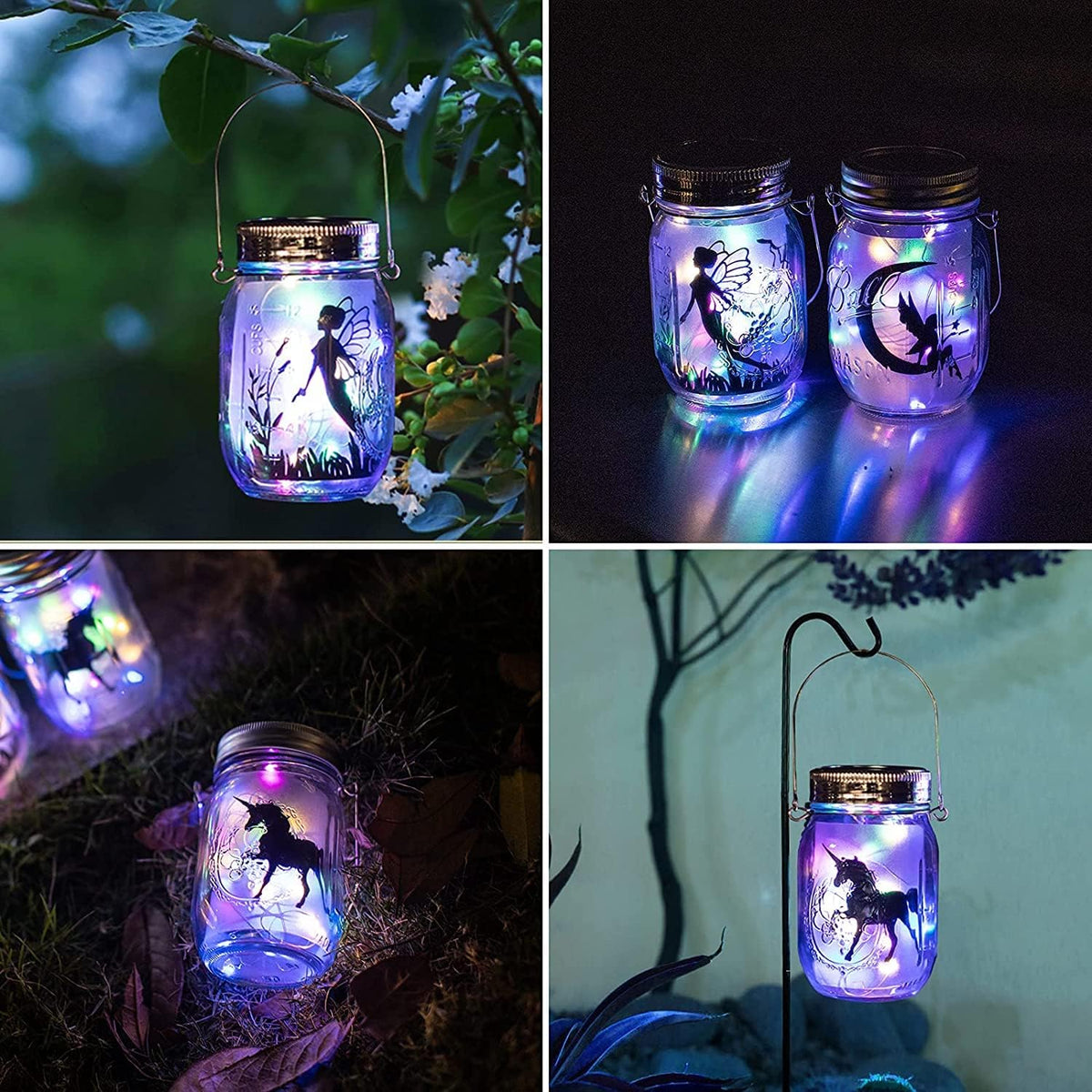 8 Pack Solar Outdoor Fairy Star Firefly Jar Lids Lights,Solar Fairy String Lids Lights（No