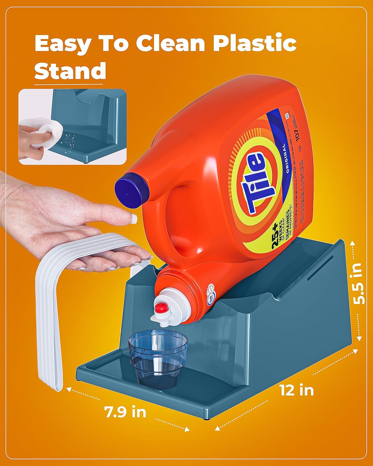 TidyFriend Laundry Detergent Holder Stand with Tray, Laundry Detergent Stand with Non-Slip Rubber