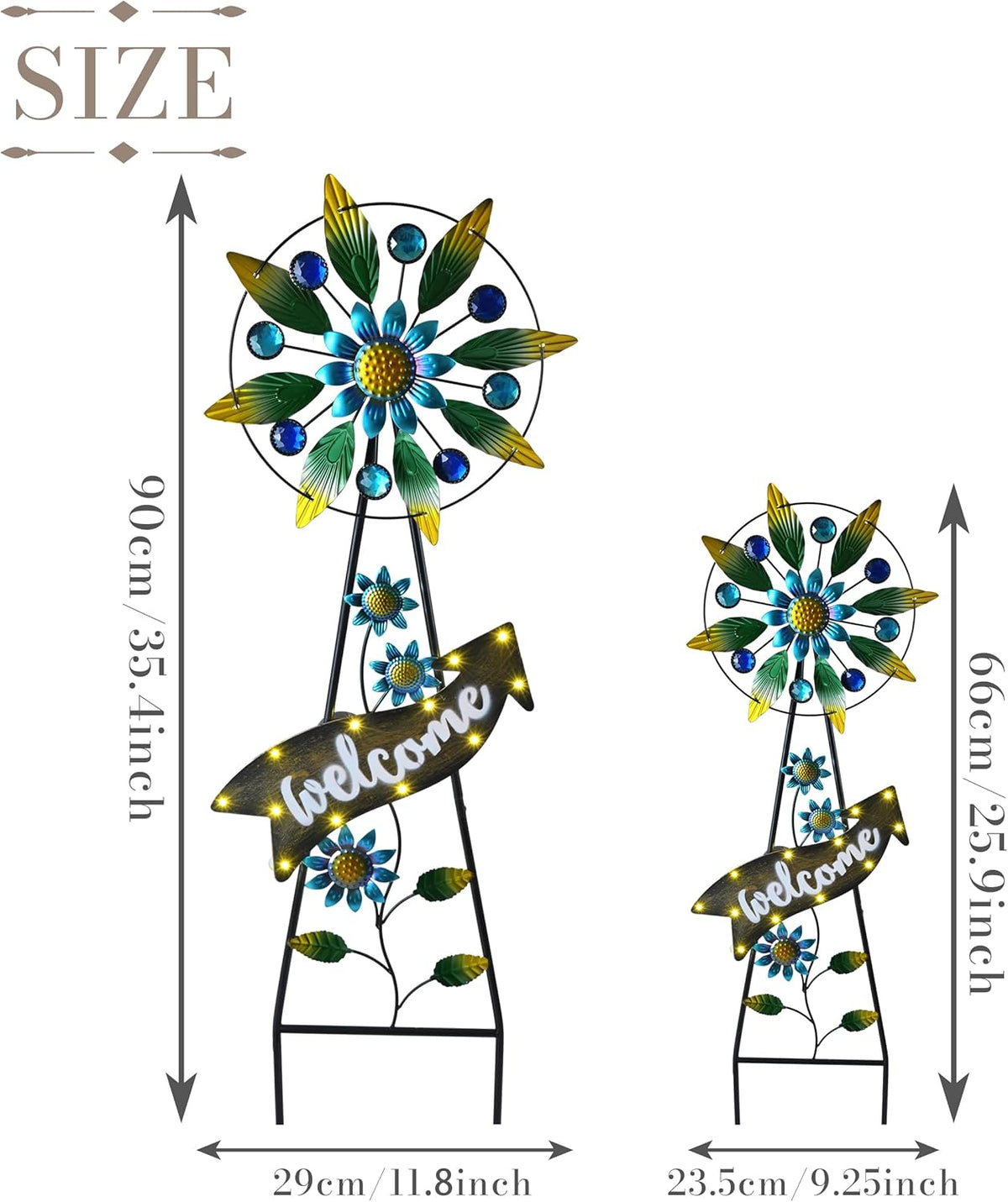 TERESA'S COLLECTIONS Hummingbird Garden Solar Stake, Wind Spinner Yard Art Sign for Outdoor Decor