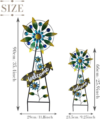 TERESA'S COLLECTIONS Hummingbird Garden Solar Stake, Wind Spinner Yard Art Sign for Outdoor Decor
