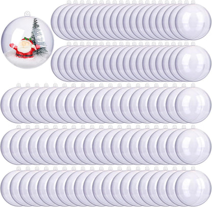 ANVAVO 100 Pieces 80mm Clear Plastic Fillable Ball Ornaments DIY Craft Transparent Baubles