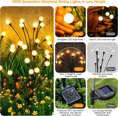 ASMAD Solar Lights Outdoor(6-Pack, 48 LEDs), Solar Garden Lights, Outdoor Decorations, Firefly