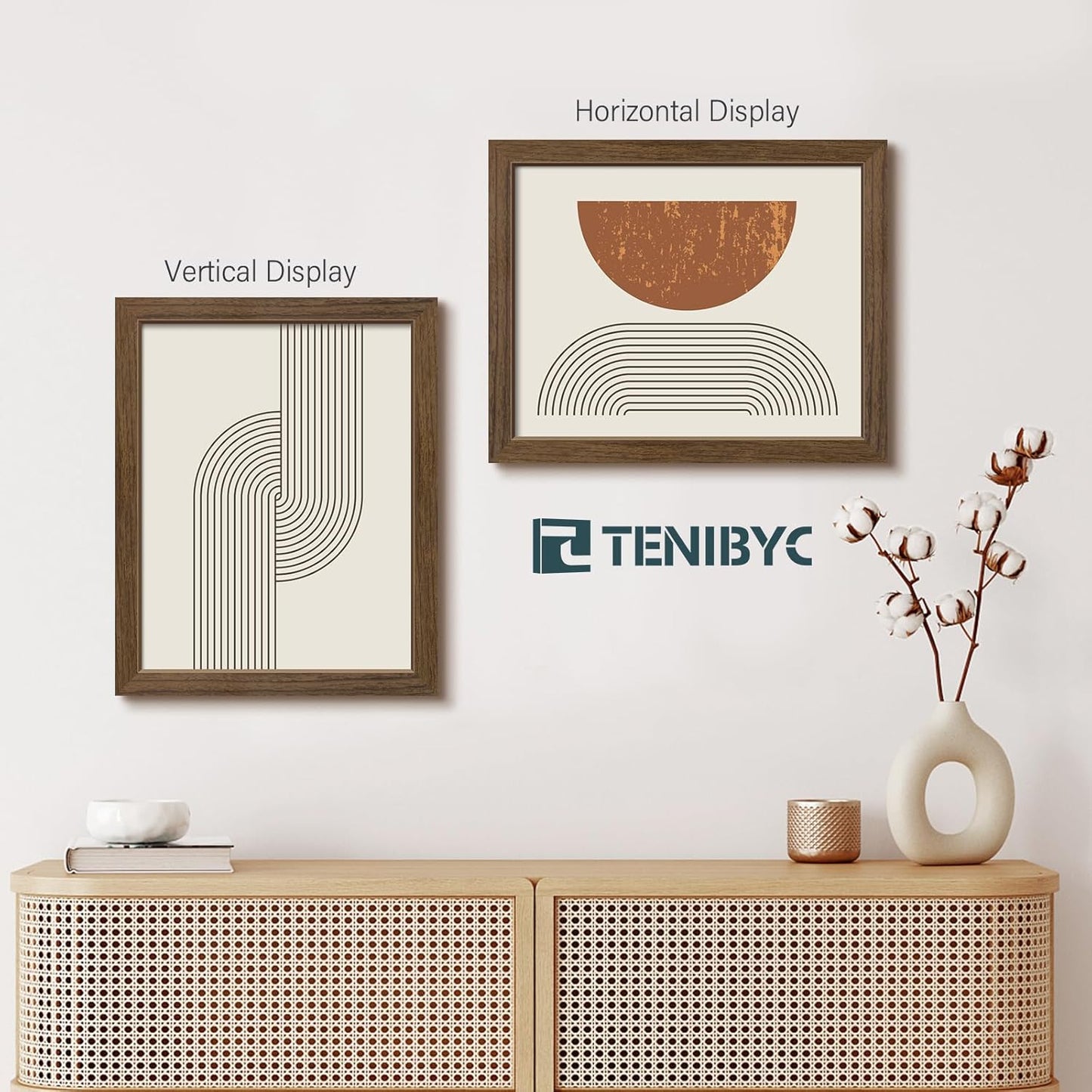 11x14 Picture Frame Set - 3 Pack, Brown Woodgrain, Wood Photo Frame, HD Tempered Glass, Wall