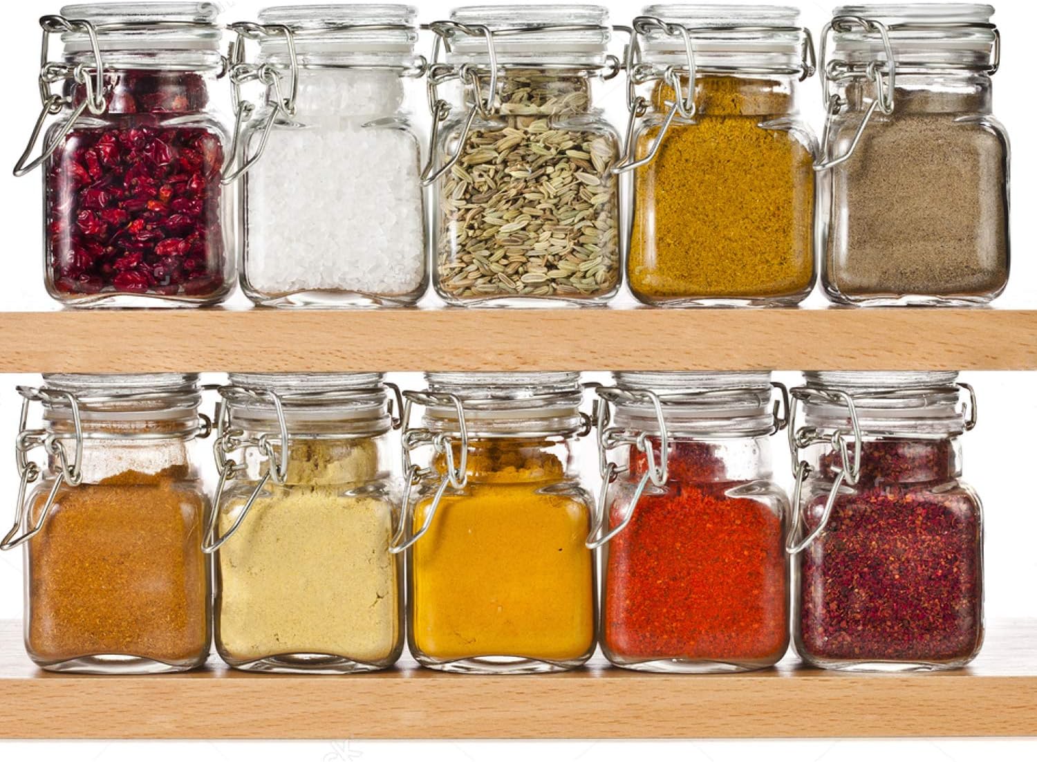 Spice Jars, 24 Pack 4oz Small Glass Jars with Airtight Hinged Lid, With 24 Spice Labels & Silicone