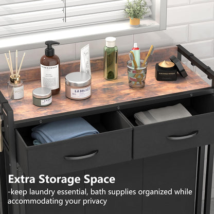 Laundry Hamper Laundry Basket with 3 Section Pull-Out Rolling Bags, Laundry Sorter for Organization