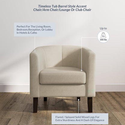 BELLEZE Accent Barrel Chair, Faux Leather Round Club Tub Sofa Corner Chair with Flared Legs and