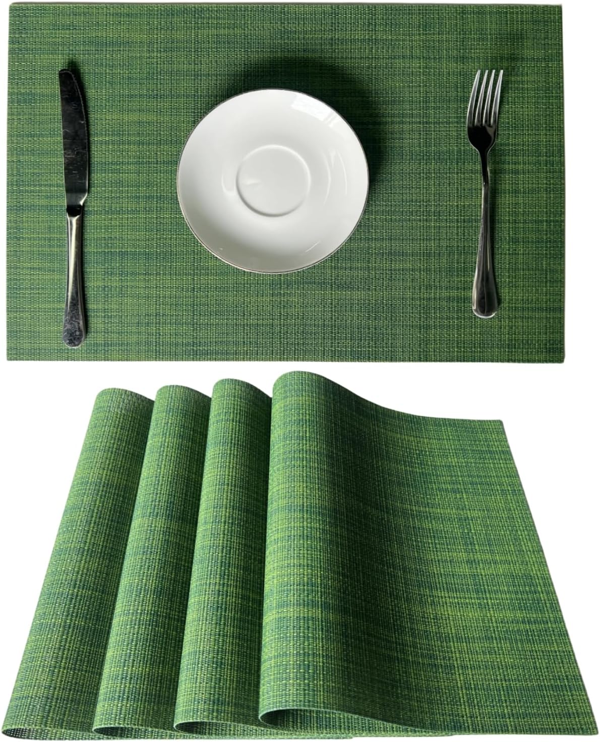 WAZAIGUR Placemats Set of 4 for Dining Table Heat-Resistant Washable Place Mats Woven Vinyl Kitchen