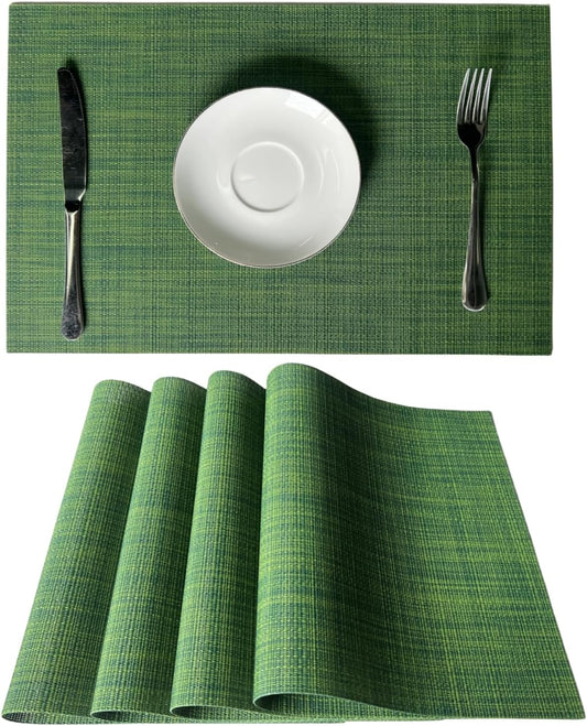 WAZAIGUR Placemats Set of 4 for Dining Table Heat-Resistant Washable Place Mats Woven Vinyl Kitchen
