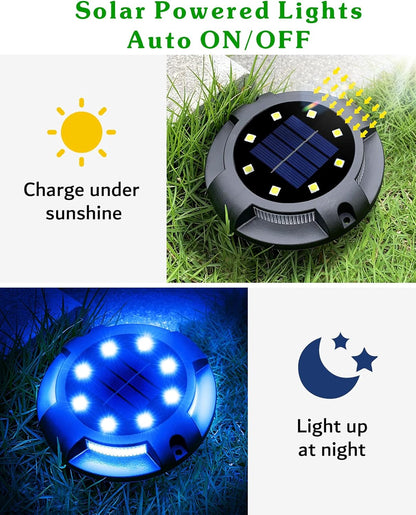 Biling Solar Pathway Lights Outdoor Uplight Sidelight, 12 Packs Blue Bright Solar Ground Lights